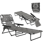 Outsunny Folding Lounge Chair with Reclining Back - Tanning Chair - Mixed Grey-For a people to tan or lounge around the pool together on