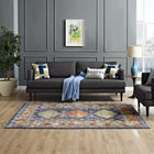 Modway Atzi Distressed Southwestern Diamond Floral Area Rug - 4 ft W x 6 ft L - Multicolored-Protect Floors From Traffic/Furniture