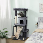 PawHut 52" Cat Tree with Scratching Posts, Bed and Condo - Dark Grey-Scratching posts prevent damage to home furnishings 