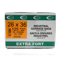 Eco II Garbage Bags - 26" x 36" - Extra Strong - Black - 125 Pack-26" x 36"