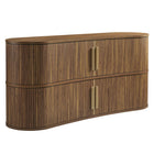 Modway Radcliffe 63" Curved Fluted Sideboard Buffet Cabinet - Walnut-63" Fluted Sideboard Storage Cabinet