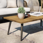 Modway Meadow Outdoor Patio Teak Wood Coffee Table - Natural Taupe-Powder-Coated Metal