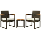 Outsunny 3-Pieces Wicker Patio Furniture Set - White-2 armchairs and a coffee table enhance relaxation experiences 
