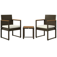 Outsunny 3-Pieces Wicker Patio Furniture Set - White-2 armchairs and a coffee table enhance relaxation experiences 
