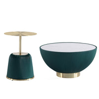 Manhattan Comfort Anderson Modern 28.15" Coffee Table and 15.75" End Table - Green - Set of 2-Modern Coffee Table and End Table Set for Living Room Use