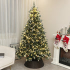 HOMCOM 6' Pre-Lit Artificial Christmas Tree with Dual-Colour LED Lights - Green-Integrally formed branches mimic a real tree's look 