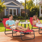 Outsunny Folding Lounge Chair - 5 Position Sun Tanning Chair - Red-Back reclines to 5 different positions to find the suitable tanning angle