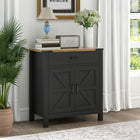 HOMCOM 30.5" L Sideboard Buffet Cabinet - Black-Made from solid particleboard and MDF with a 0.8" (2.1 cm) thick top for extra strength