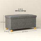 HOMCOM Velvet Upholstered Foldable Ottoman Footrest - Grey-Solid MDF panels and rubber wood legs support up to 264 lb (120 kg);