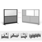 Luxor Modular Wall - 53" W x 48" H - Wide Black Frame, Frosted Acrylic, Cool Grey PET-Frosted acrylic and PET acoustic panel design