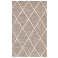 Modway Toryn Diamond Lattice Shag Area Rug - 5 ft W x 8 ft L - Beige/Ivory-Diamond Trellis Shag Area Rug