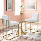 Modway Privy Upholstered Fabric Counter Stool - Gold White - Set of 2-Soft Polyester Fabric Upholstery