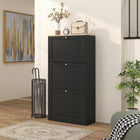HOMCOM Modern Shoe Cabinet with 3 Flip Drawers for 12-18 Pairs - Black-Compact design fits in small spaces