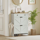 HOMCOM Slim Shoe Cabinet in Farmhouse Style with Flip Drawers - White-Anti-tip design ensures safety and stability