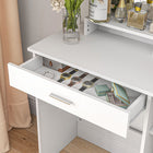 HOMCOM Vanity Desk with Mirror - 35.4" L x 15" W x 54.3" H - White-Colour: White 