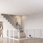 PawHut Wooden Freestanding Pet Gate with 6 Panels and 2 Support Feet - White-2 Support feet to ensure superior stability 