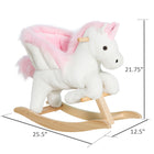 Qaba Baby Unicorn Rocking Horse - White and Pink-Soft, PP cotton filling provides comfortable seating for kids 