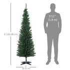 HOMCOM 6' Pencil Artificial Christmas Tree - Green-Safe and stable with a solid and reliable plastic base for support