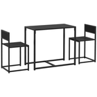 HOMCOM Industrial 3-Piece Small Space Dining Set - Black-3-piece set consists of a dining table and 2 matching chairs