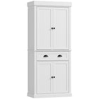 HOMCOM 71" H Kitchen Pantry Cabinet with Spice Racks and LED Lights - White-Adjustable LED light with sensor to enhance visibility and energy efficiency 