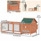 PawHut 72" Chicken Coop, Wooden Hen House Poultry Cage for 2 Chickens-Raised design with dense wire mesh keeps chickens dry and predator-safe