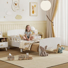 Qaba Bed Frame with Safety Side Rails for Kids - White-Colour: White
