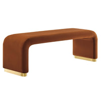 Modway Koda Performance Velvet Waterfall Long Bench - Brass/Rust-Performance Velvet Upholstery