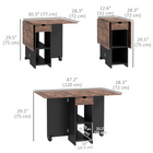HOMCOM Drop Leaf Folding Dining Table with Drawer & Storage Shelves for 4-6 - Rustic Brown-Length adjustability can make space for activities like homework, crafts, or games