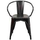Flash Furniture Black-Antique Gold Metal Indoor-Outdoor Chair with Arms-Black-Antique Gold Powder Coat Finish