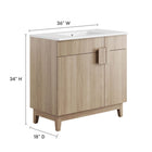 Modway Miles 36" Bathroom Vanity - White/Oak-Hinged Doors