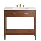 Modway Zaire 36" Bathroom Vanity - Walnut/White-Assembly Required