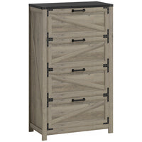 HOMCOM 2 Drawer File Cabinet, Printer Stand for Home Office - Grey Wash-Barn-style doors add farmhouse charm to any home office