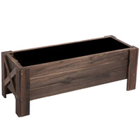Outsunny Wood Planter Box - 39" L x 14" W x 14" H - Dark Brown-Suitable for plants, vegetables, herbs, flowers, etc. 