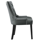 Modway Regent Tufted Vegan Leather Dining Chair - Grey-Solid Wood Legs