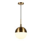 Hudson&Canal Orb 10" Wide Large Pendant with Glass Shade - Brass/White Milk-Paired with a white globe glass shade