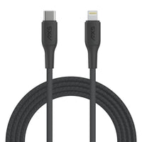 AXS PROCharge Premium USB-C to Lightning Braided Cable - Black/Grey-Made from recycled materials