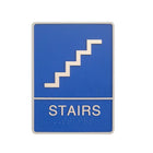Futech Stairs with Braille Washroom Sign - Blue - 2 Pack-6"W x 8"H x 1-1/4"D
