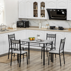 HOMCOM 5-Piece Marble Effect Dining Set with Padded Chairs - Grey-5-piece set consisting of a table and four chairs