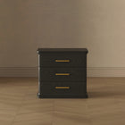 Manhattan Comfort Clifford Traditional 3-Drawer Nightstand - Black-30 Day Limited Manufacturer's Warranty
