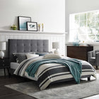 Modway Melanie Tufted Button Upholstered Performance Velvet Queen Platform Bed - Grey-Velvet Polyester Upholstery