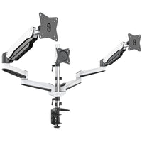 ShoppingAll Adjustable Triple Gas Spring Monitor Mount Desk Stand for 15"-32" Monitors - White-Hold three 15"-32" monitors, each arm holds up to 17.6lb/8kg monitor with 75mm x75mm or 100mm x 100mm VESA mounting holes