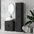 HOMCOM 67" Tall Narrow Bathroom Storage Cabinet - Black-Two adjustable shelves cater to varying storage needs