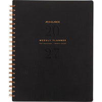 AT-A-GLANCE 2027 Signature Weekly/Monthly Planner - 11" H x 8-3/8" W - Black - Bilingual-13 months: January 2027 - January 2028