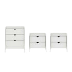 Manhattan Comfort Coney Mid-Century Modern Dresser and 2 Nightstands Set - White-Mid-Century Modern 3-Piece Dresser and 2 Nightstand Set for Bedroom Use.