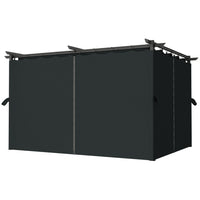 Outsunny Outdoo Pergola with Retractable Canopy and Curtains - 10' x 13' - Dark Grey-Four curtains enclose space for private or open gatherings 