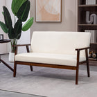 HOMCOM Loveseat Sofa with Rubber Wood Legs - Cream White-Thick padded cushions provide support and relaxation