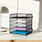 ShoppingAll Metal Mesh 5-Tier Tray Letter and File Desk Organizer with Handle-Easy Tool-Free Assembly – Quick and simple to assemble with no tools required. Slide and lock the trays in place in just minutes