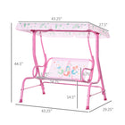Outsunny 2-Seat Kids Swing Chair Outdoor with Adjustable Canopy - Pink-Angle adjustable top canopy protects your kids from getting sunburned 