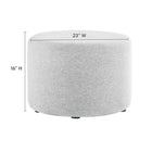 Modway Callum Large 23" Round Woven Heathered Fabric Upholstered Ottoman - Heathered Weave/Light Grey-Dense Foam Padding