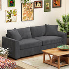 HOMCOM 3 Seater Upholstered Sofa Couch for Bedroom - Dark Grey-Corduroy fabric is skin-friendly, breathable, and elegantly textured